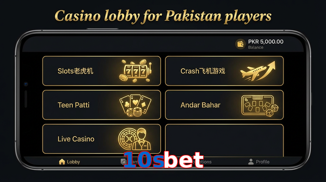 Lobby view of 10Sbet for Pakistan users